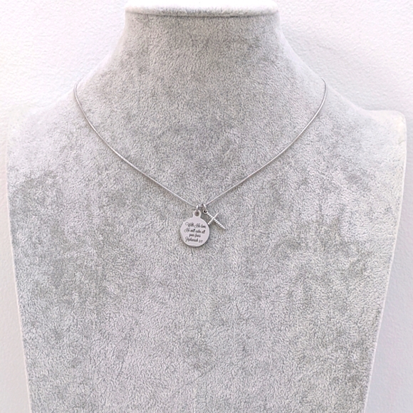 Christian Bible Verse Scripture Cross Necklace - Picture 5 of 6